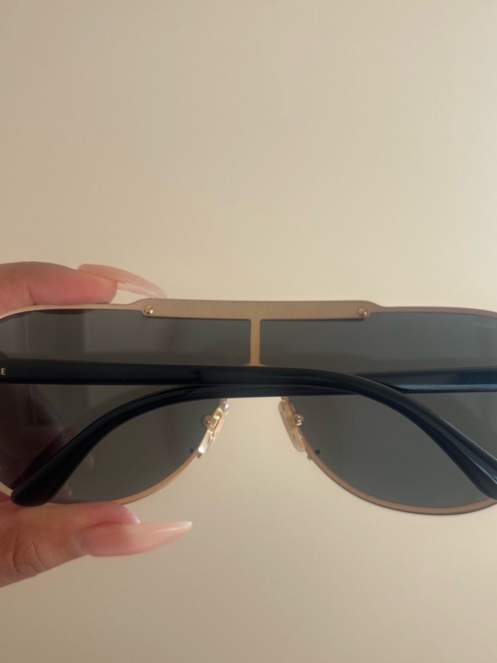 Versace Black and Gold Shield Sunglasses with Logo Case - Picture 3 of 7